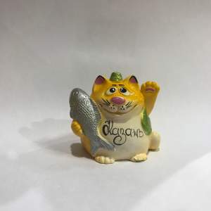 Кот с рыбкой Казань 5см (зеленый)  