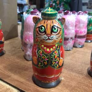 Матрёшка Кот в тюбетейке 3м 12 см девочка рыжая  