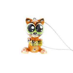 Игрушка дерево на подвеске кот с рыбкой 5 см  