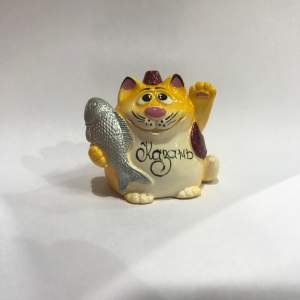 Кот с рыбкой Казань 5см (красный)  