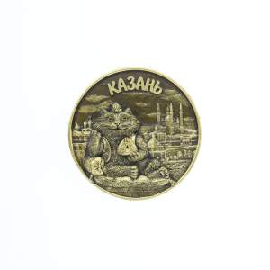 Магнит круг Кот с треугольником 7см  