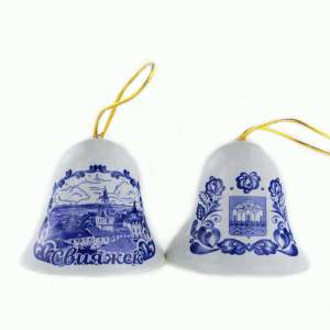 Колокольчик керамика круглый большой Свияжск гжель  