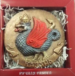 Медальон Зилант в коробке, красный, глазурь 60 гр.  