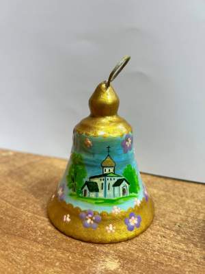 Колокольчик ручная роспись Пасха голубой  