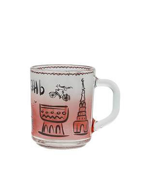 Кружка стекло прямая Пикассо Казань 250 мл С143 красн.   