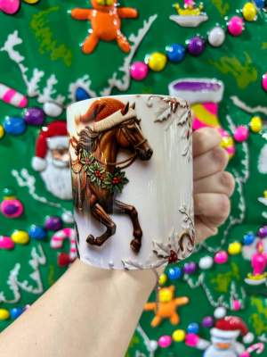 Кружка керамика Конь коричневый 330мл  